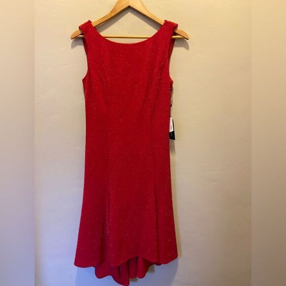 Adrianna Papell NWT Metallic Cowl Back Dress True Red 4 - Picture 1 of 9
